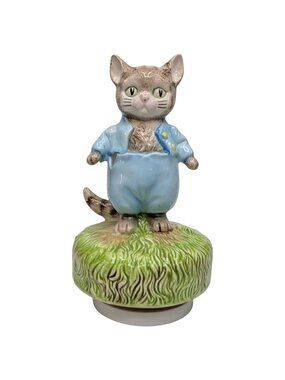 Vtg Schmid Beatrix Potter Tom Kitten Rotating Music Box Figurine 1977